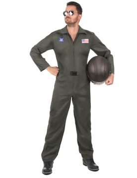 Amerikanischer Pilot Kostüm für Herren khaki - male