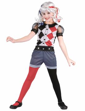 Harlekin-Kinderkostüm für Mädchen schwarz-weiss-rot - female