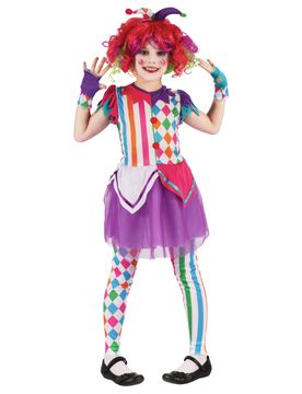 Süsses Harlekin Mädchenkostüm bunt