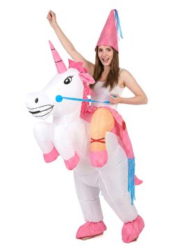 Aufblasbares Prinzessin auf Einhorn Damenkostüm Huckepack bunt