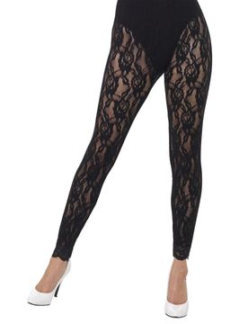 Halbdurchsichtige Damen-Leggings mit Rosenmuster schwarz - female