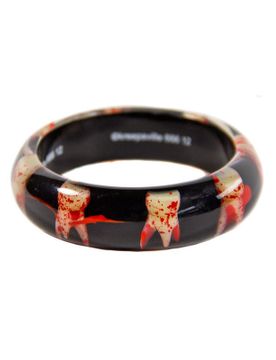 Kreepsville Gothic Armreif Zähne schwarz-weiss-rot