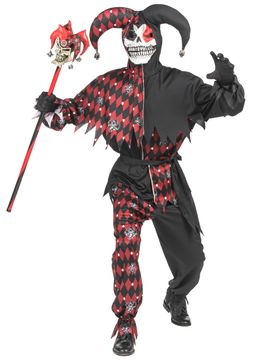 Killer-Clown-Kostüm für Herren Harlekin Halloween-Kostüm schwarz-rot - male