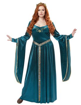 Renaissance Hofdame Plus Size Mittelalter-Damenkostüm hellpetrol