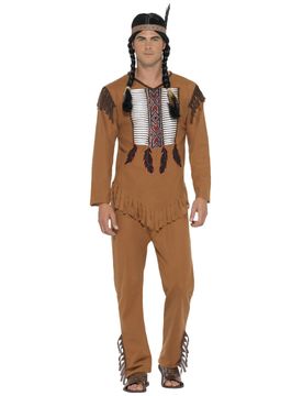 Indianer-Kostüm Wildwest für Herren beige-braun - male