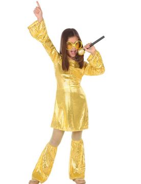 Disco-Queen-Kostüm für Mädchen goldfarben - female