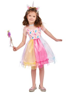 Einhorn Kostüm für Mädchen rosa-gelb-blau - female