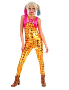 Harlekin-Latzhose für Damen Superheldin gelb-gold - female