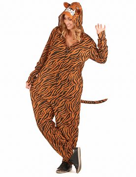 Warmes Tiger-Damenkostüm orange-schwarz-weiß - female