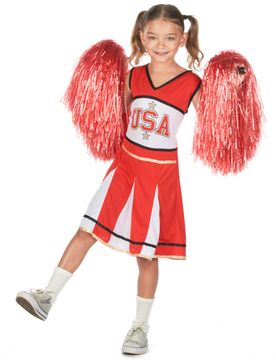 Cheerleader-Kostüm USA für Mädchen rot-weiss-schwarz - female