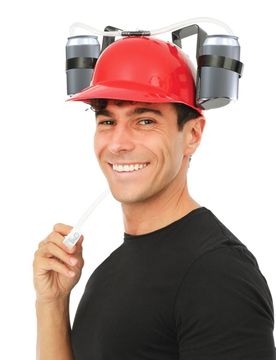 Durstlöscher-Helm für Erwachsene rot-schwarz