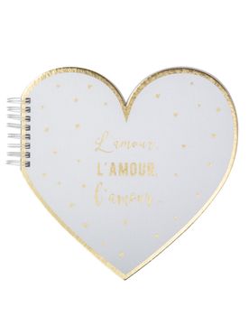 Gästebuch Herzform Liebe Gold 20 cm Weiß Hochzeit