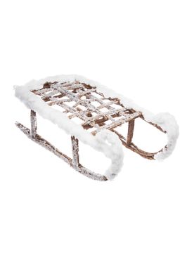 Schneebedeckter Holzschlitten Dekoration 37,5 cm