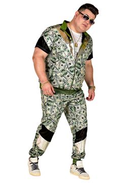 Geld-Trainingsanzug in Übergröße Gangster Dollar Print