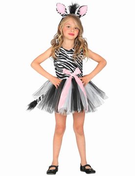 Zebra-Kostüm für Mädchen 2-teilig schwarz-weiß - female