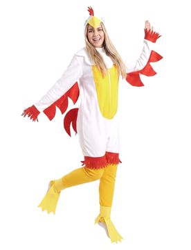 Huhn Kostüm für Erwachsene weiß gelb rot