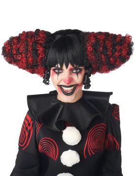 Deluxe Perücke für Erwachsene - Horrorclown, rot/schwarz