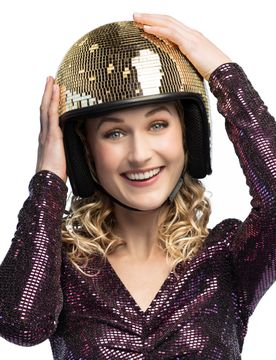 Helm Diskokugel Gold für Erwachsene