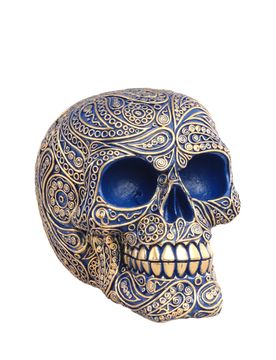 Barock Totenkopf blau aus Harz 11,5cm