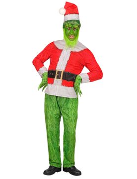 Grumpy Erwachsenenkostüm Weihnachtsmonster grün-rot