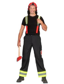 Feuerwehr-Hose mit Hosenträgern schwarz Herren - male