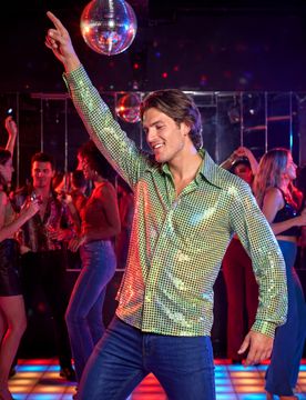 Er Jahre Hemd Herren Grün Disco-Design - male