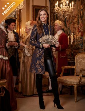 Barockjacke Damen Blau Luxus bestickt - female