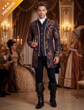 Barock Gehrock Herren bestickte Luxusjacke Blau - male