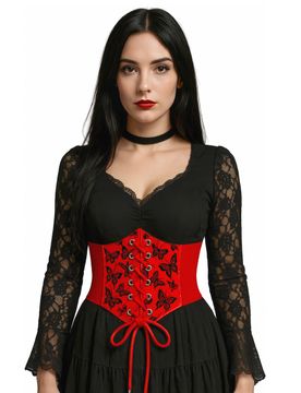 Rotes elastisches Korsett mit Schmetterlingsmuster