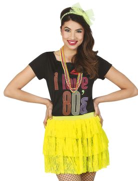 Neon-gelber 80er-Jahre-Rock für Damen - female