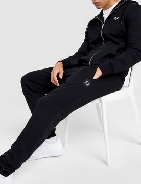 Mens Pantaloni della tuta Cuffed Badge - Nero, nero nero Uomo taglia XS