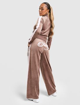 Script Velour Wide Trainingshose Damen - Damen, Braun - female - Size: XL
