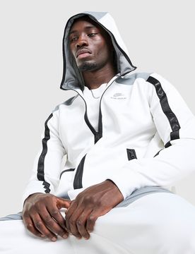 Mens Air Max Poly Full Zip Felpa con cappuccio - Bianco, bianco bianco Uomo taglia S