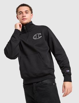 Mens Felpa Girocollo 1/2 Zip - Nero, nero nero Uomo taglia M