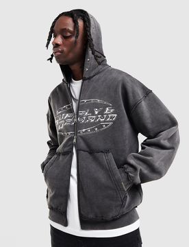 Mens Felpa con Cappuccio Full Zip Tuscan - Nero, nero nero Uomo taglia XL