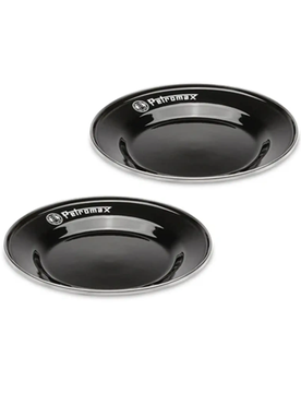 Emaille Teller 26 cm 2er Set - Schwarz Schwarz adult
