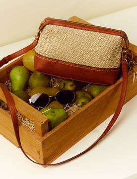 Tichito small crossbody bag with raffia effect