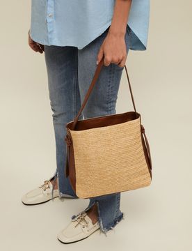 Nots raffia-effect hobo bag