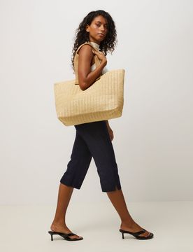 Eisi bolso shopper grande efecto rafia con neceser extraíble
