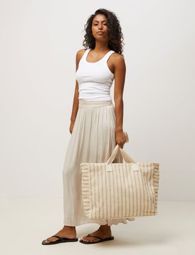 Grand sac de plage à rayures en jacquard