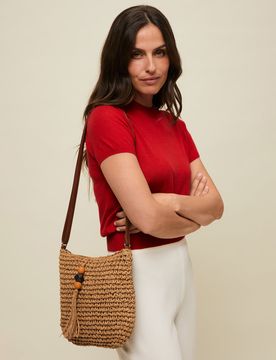 Tillian Umhängetasche mit Raffia-Effekt