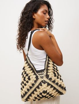 Ushu bolso hobo efecto rafia con estampado