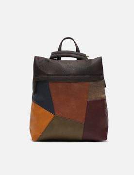 Popu anti-theft backpack with patchwork print