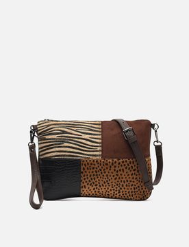 Zivera Kleine Umhängetasche mit Patchwork-Animal-Print