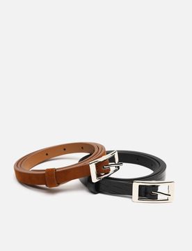 Esme thin double belt with square buckle / 70