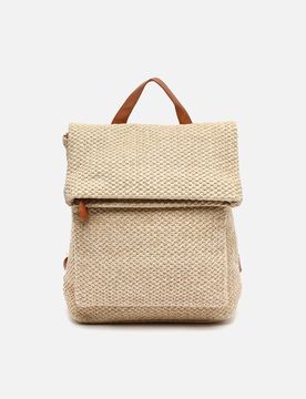 Ralen Rucksack mit Klappe und Raffia-Effekt