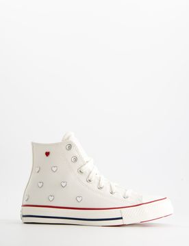 Chuck Taylor All Star Valentines Day - Zapatillas blancas abotinadas, 36