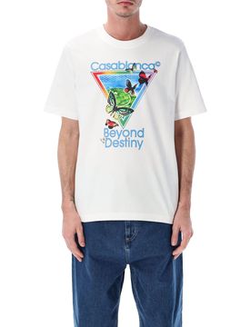 T-shirt in Jersey Con Stampa Stampa Grafica Maniche Corte Girocollo