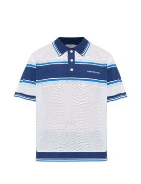 Striped Mesh Short Sleeve Polo Shirt