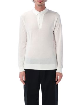 Sophisticated Long-Sleeve Cotton Polo Shirt - Size L